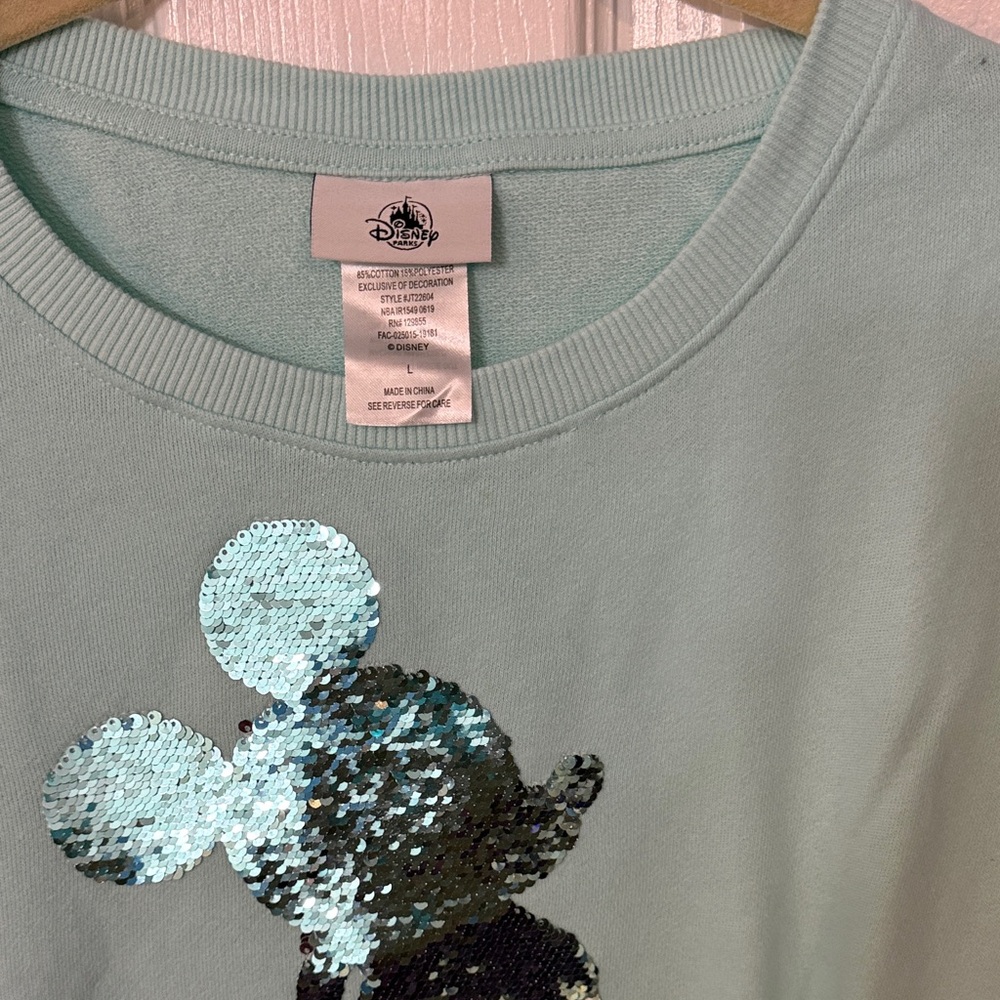 Disney Mint Sequin Mickey Sweatshirt - Picture 2 of 4